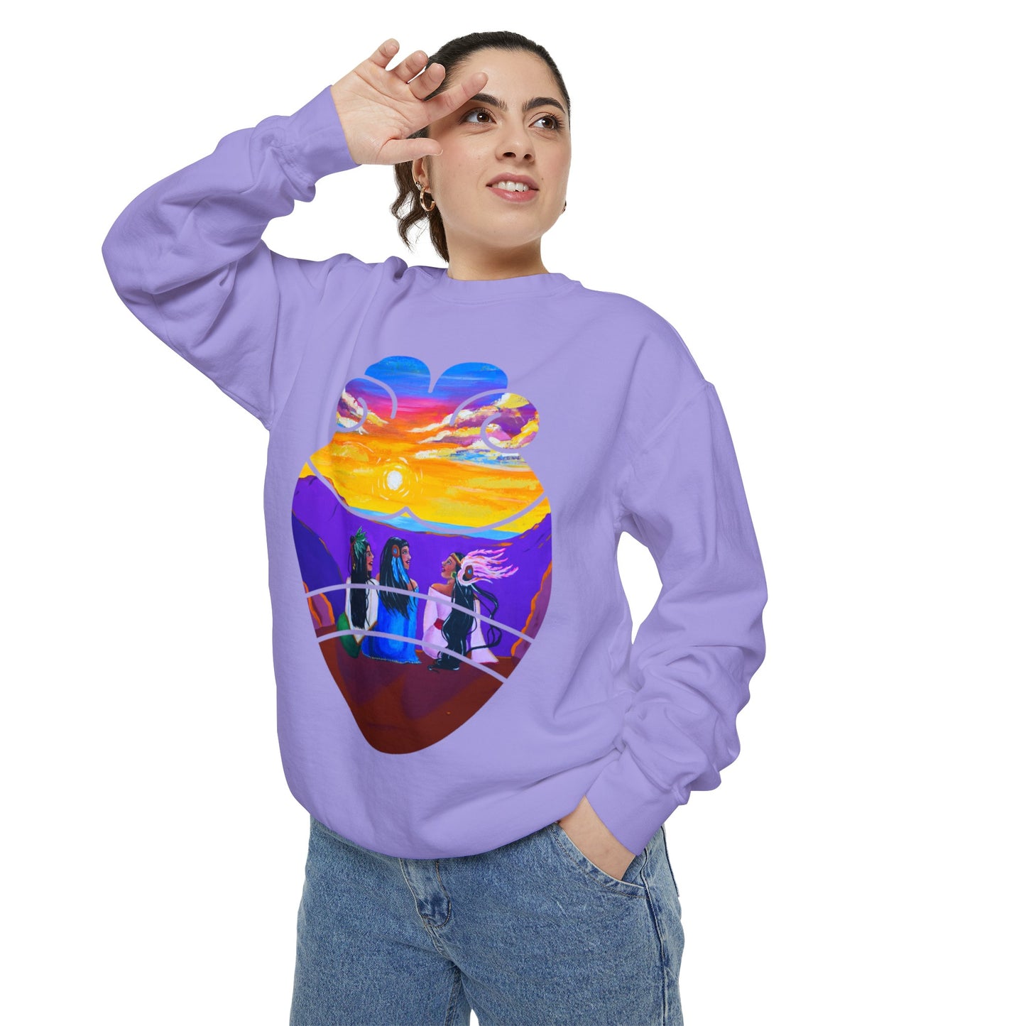Amistad Sweatshirt| Friendship| Calpulli| Yollotl| Danza Azteca| Aztec dance Unisex Garment-Dyed Sweatshirt