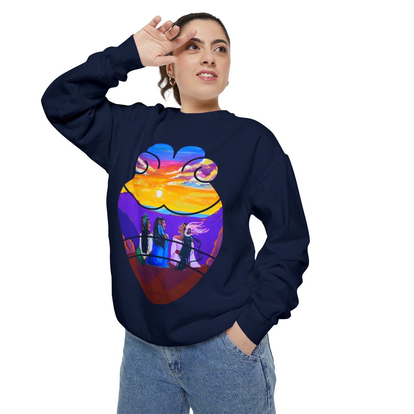 Amistad Sweatshirt| Friendship| Calpulli| Yollotl| Danza Azteca| Aztec dance Unisex Garment-Dyed Sweatshirt