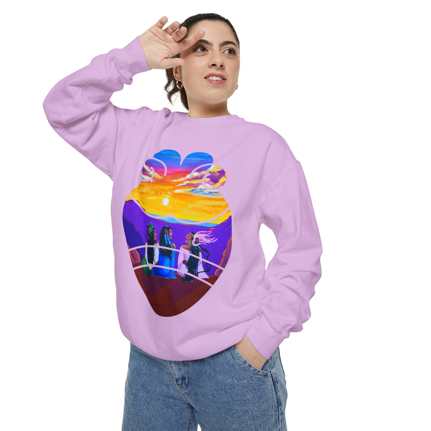 Amistad Sweatshirt| Friendship| Calpulli| Yollotl| Danza Azteca| Aztec dance Unisex Garment-Dyed Sweatshirt