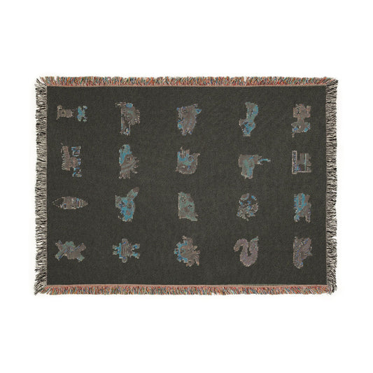 Woven Blanket with Tonales Aztec Calendar Day Signs|