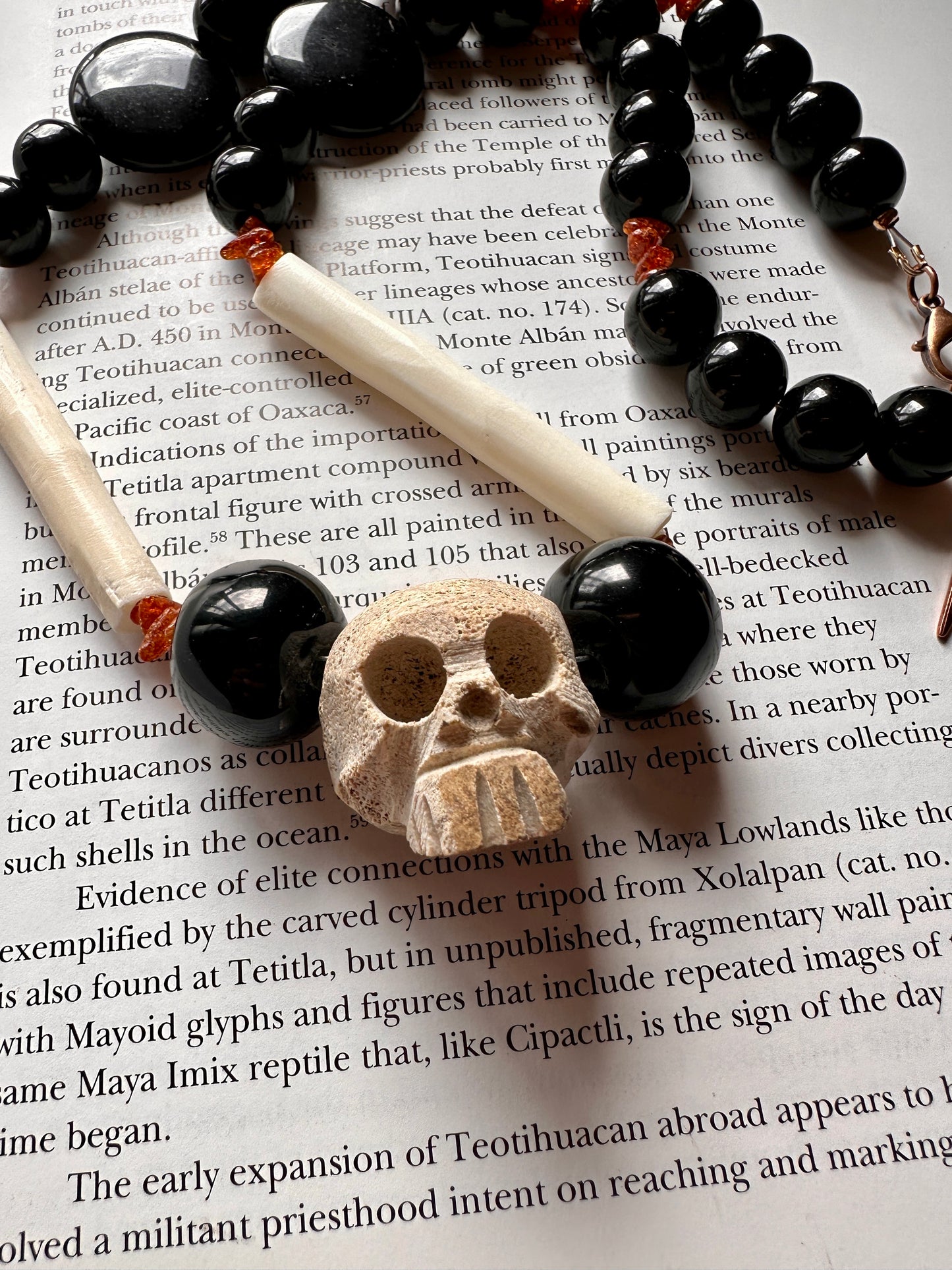 Mictlan jade and bone necklace