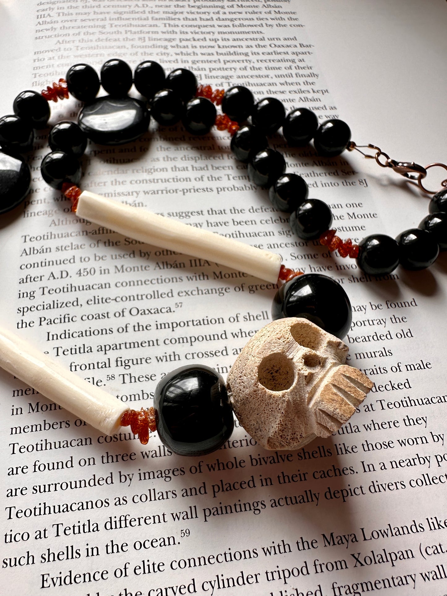 Mictlan jade and bone necklace