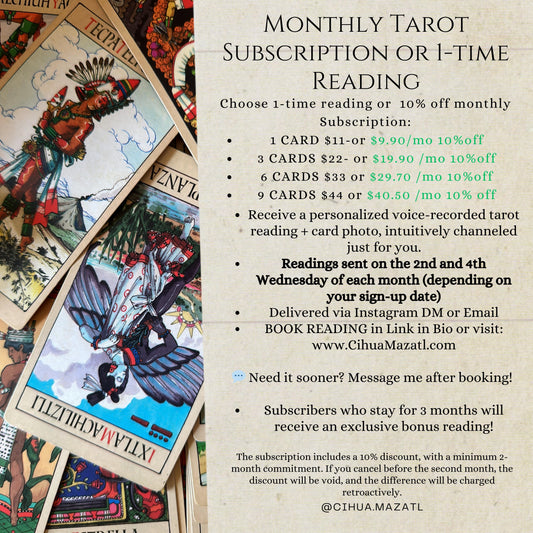 Monthly Tarot Subscription (Voice DM on IG or Email)