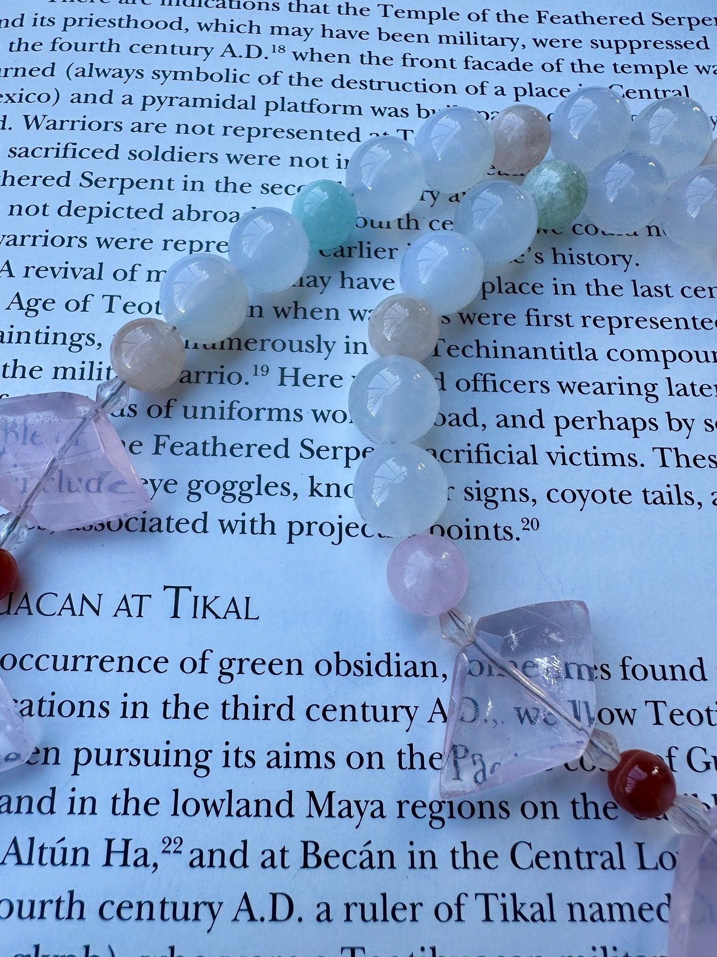 Rose Quartz & Morganite Flor de Teotihuacán jade necklace
