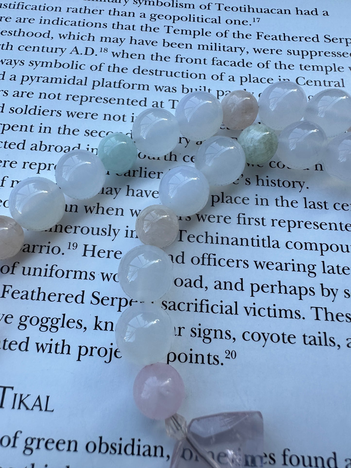Rose Quartz & Morganite Flor de Teotihuacán jade necklace