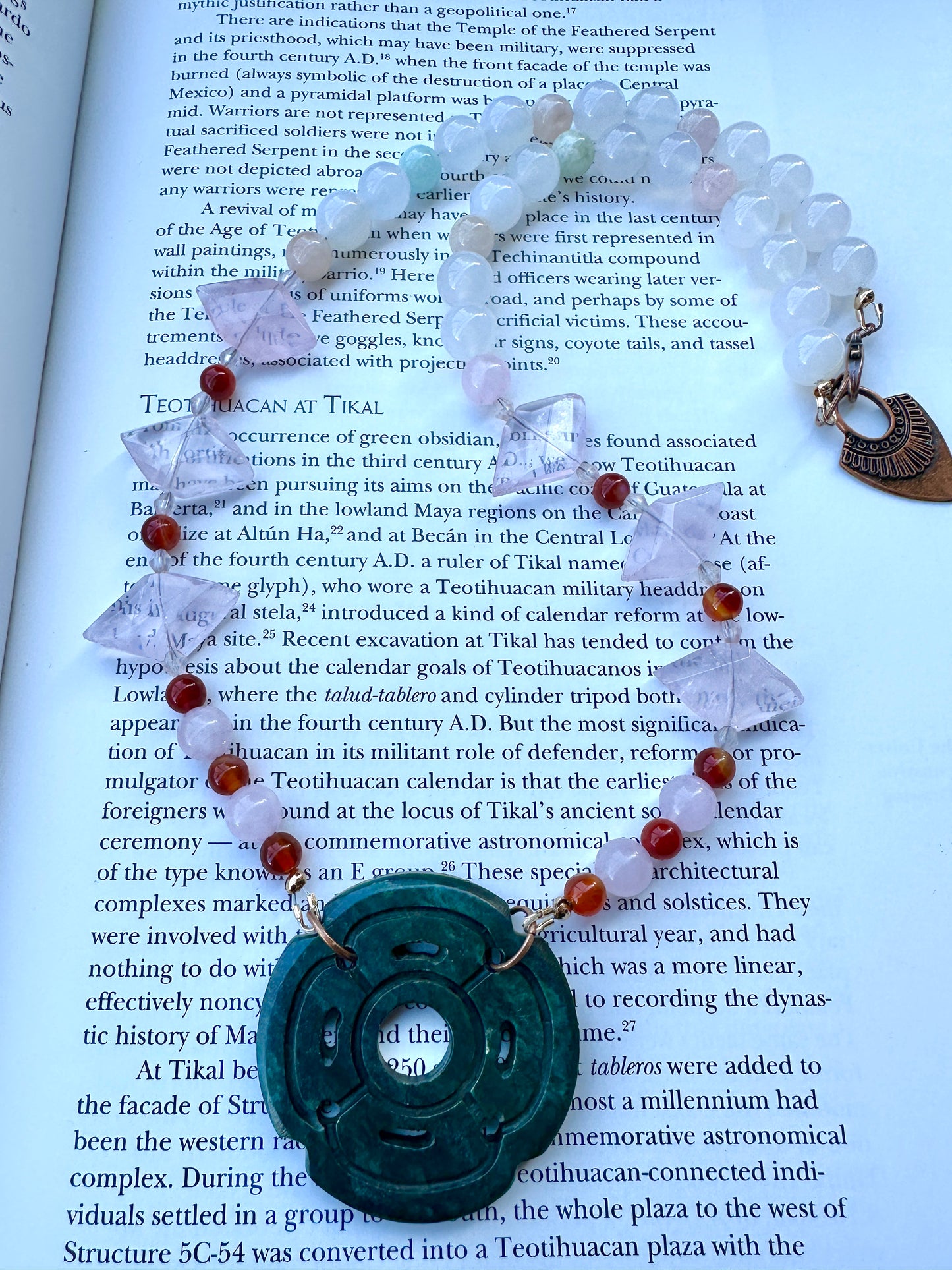 Rose Quartz & Morganite Flor de Teotihuacán jade necklace