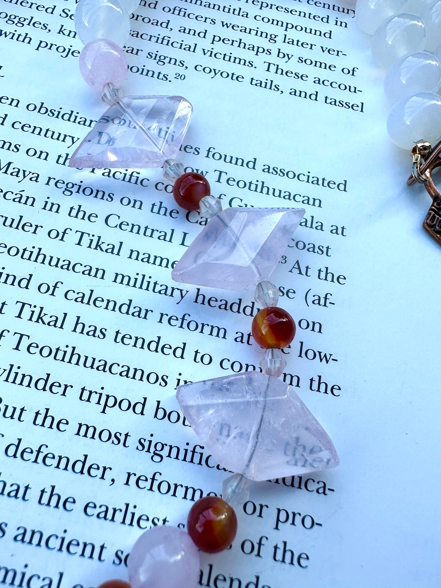 Rose Quartz & Morganite Flor de Teotihuacán jade necklace