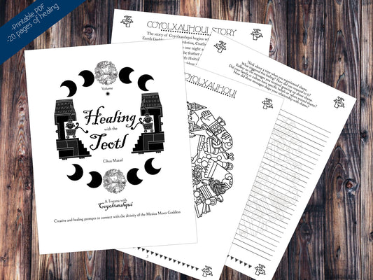Healing with Teotl| Volume I Coyolxauhqui Moon Goddess prompt journal| Ancestral healing journal| Aztec healing| Generational trauma