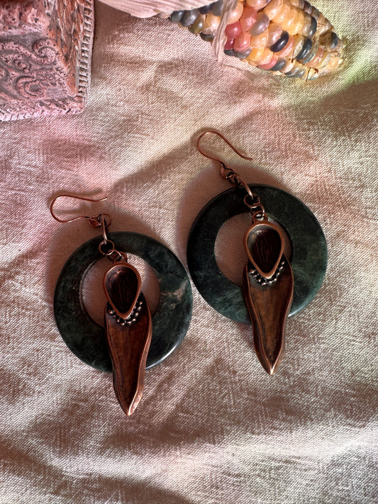 Copper Jade Hoop Earrings no.4