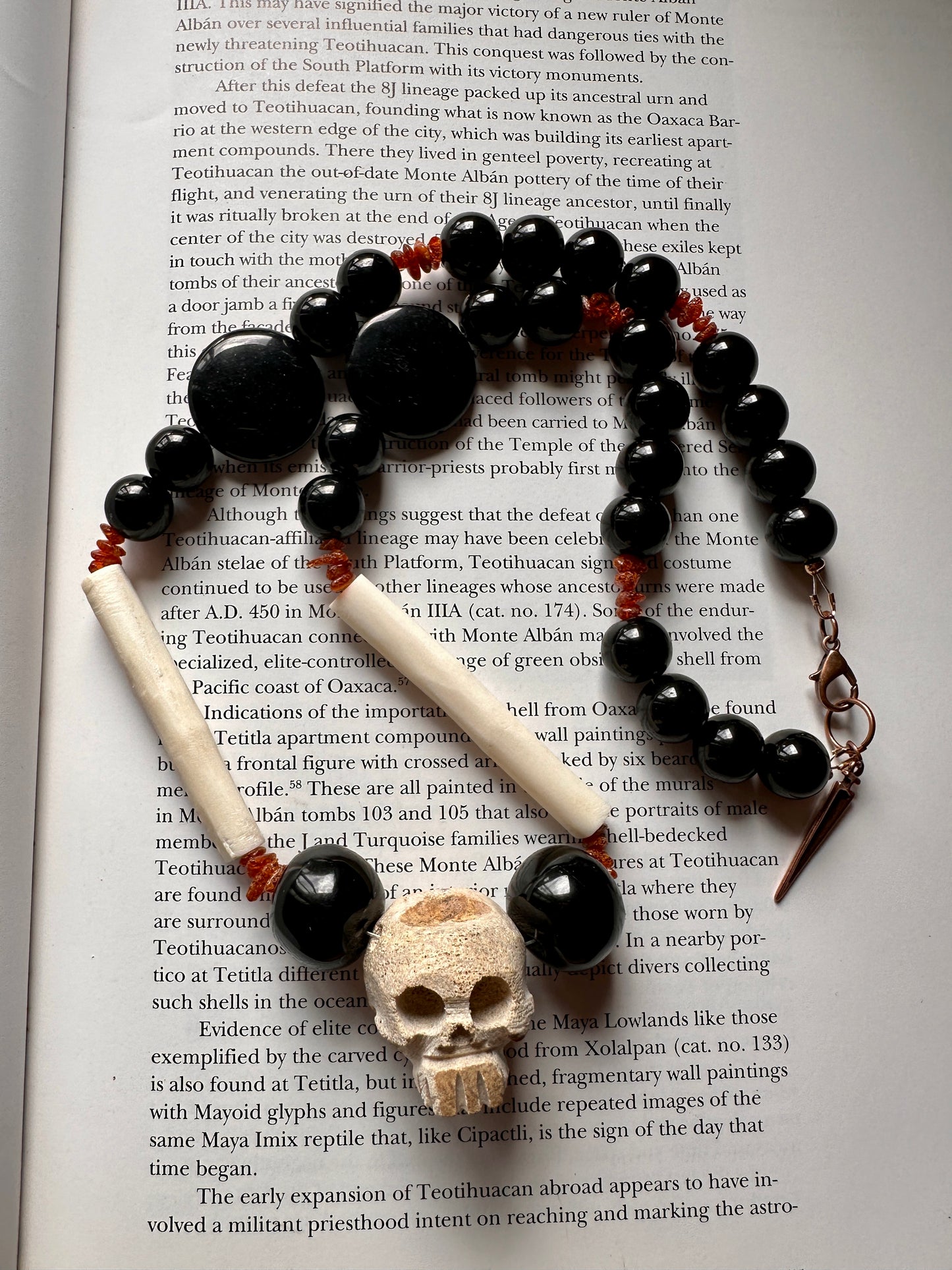 Mictlan jade and bone necklace
