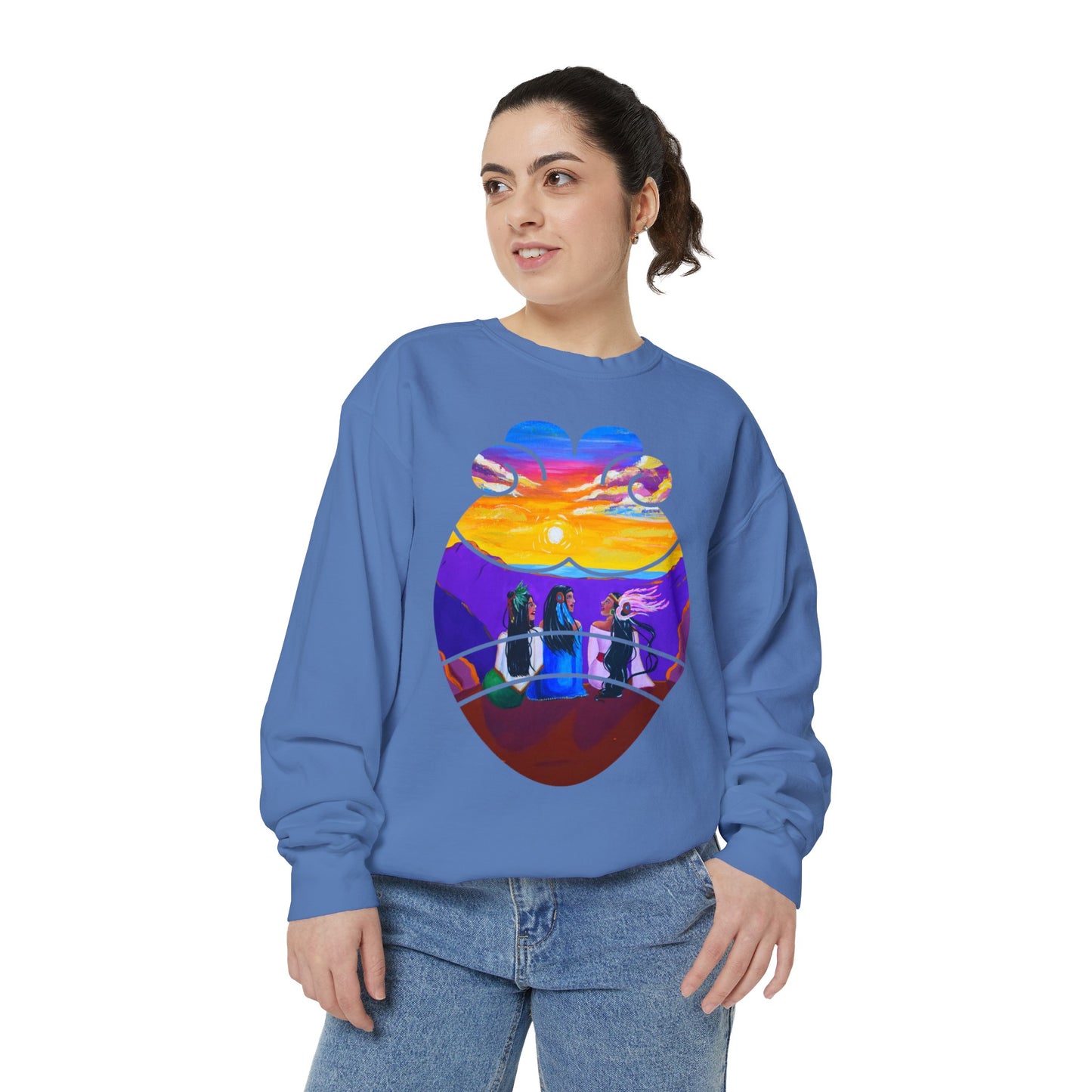 Amistad Sweatshirt| Friendship| Calpulli| Yollotl| Danza Azteca| Aztec dance Unisex Garment-Dyed Sweatshirt