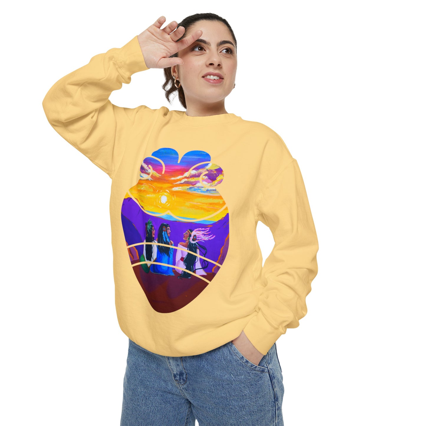 Amistad Sweatshirt| Friendship| Calpulli| Yollotl| Danza Azteca| Aztec dance Unisex Garment-Dyed Sweatshirt