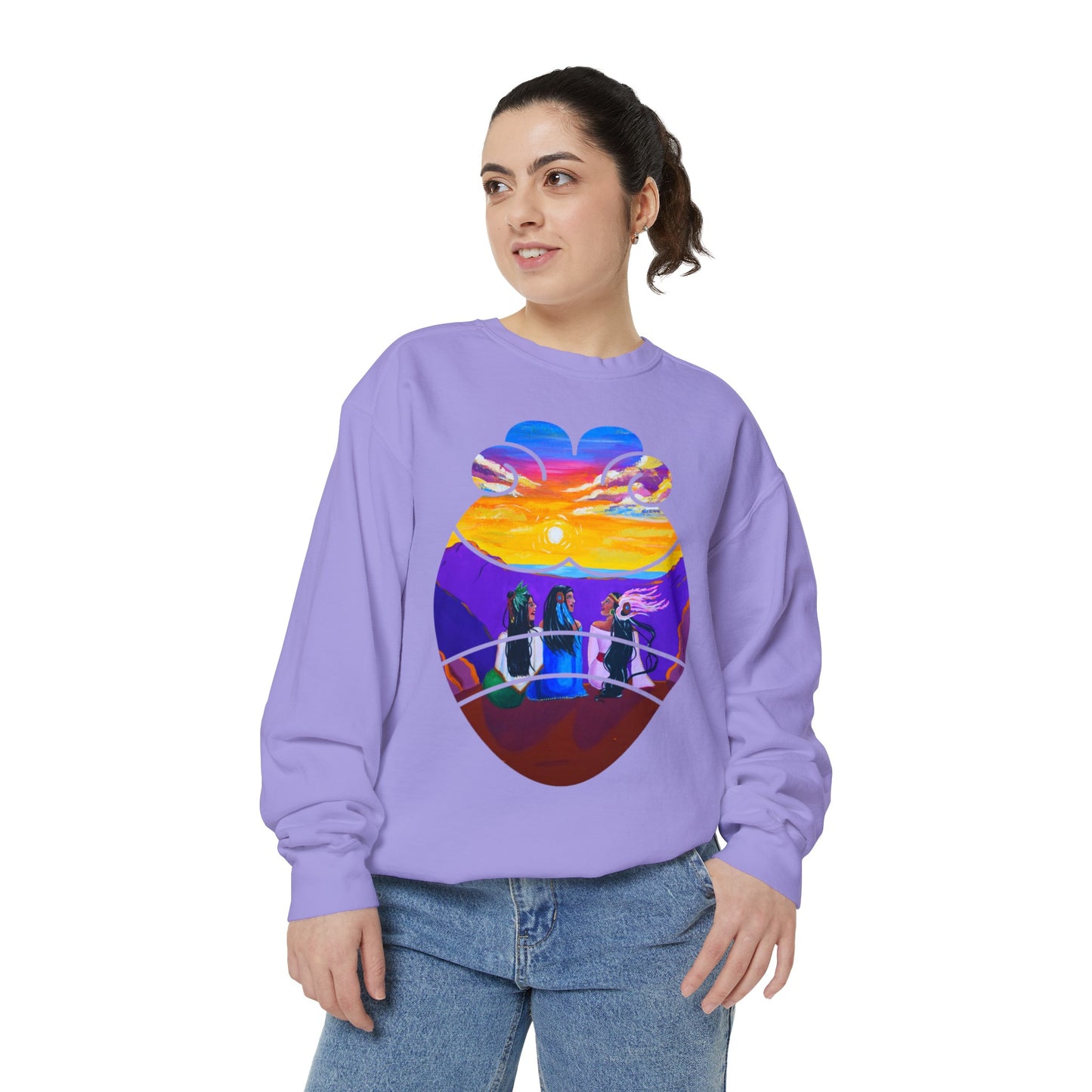 Amistad Sweatshirt| Friendship| Calpulli| Yollotl| Danza Azteca| Aztec dance Unisex Garment-Dyed Sweatshirt