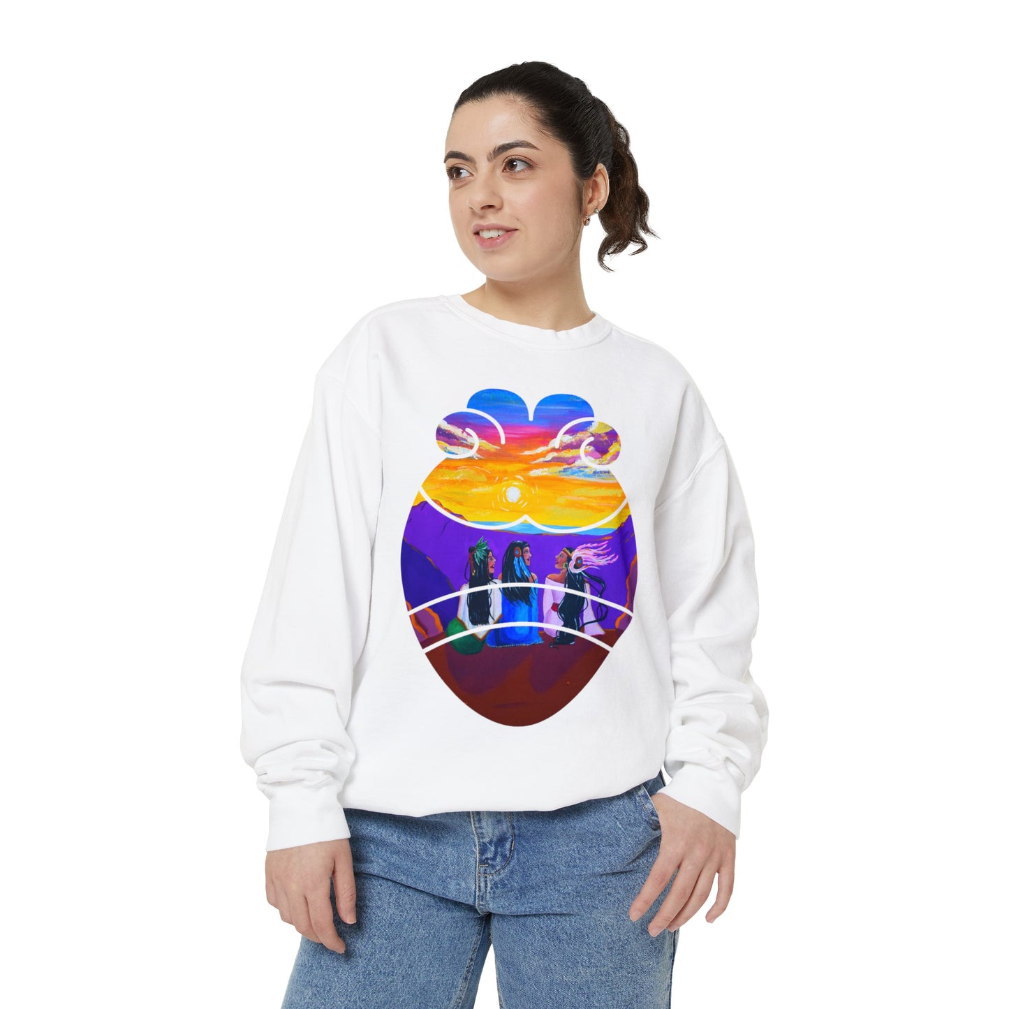 Amistad Sweatshirt| Friendship| Calpulli| Yollotl| Danza Azteca| Aztec dance Unisex Garment-Dyed Sweatshirt