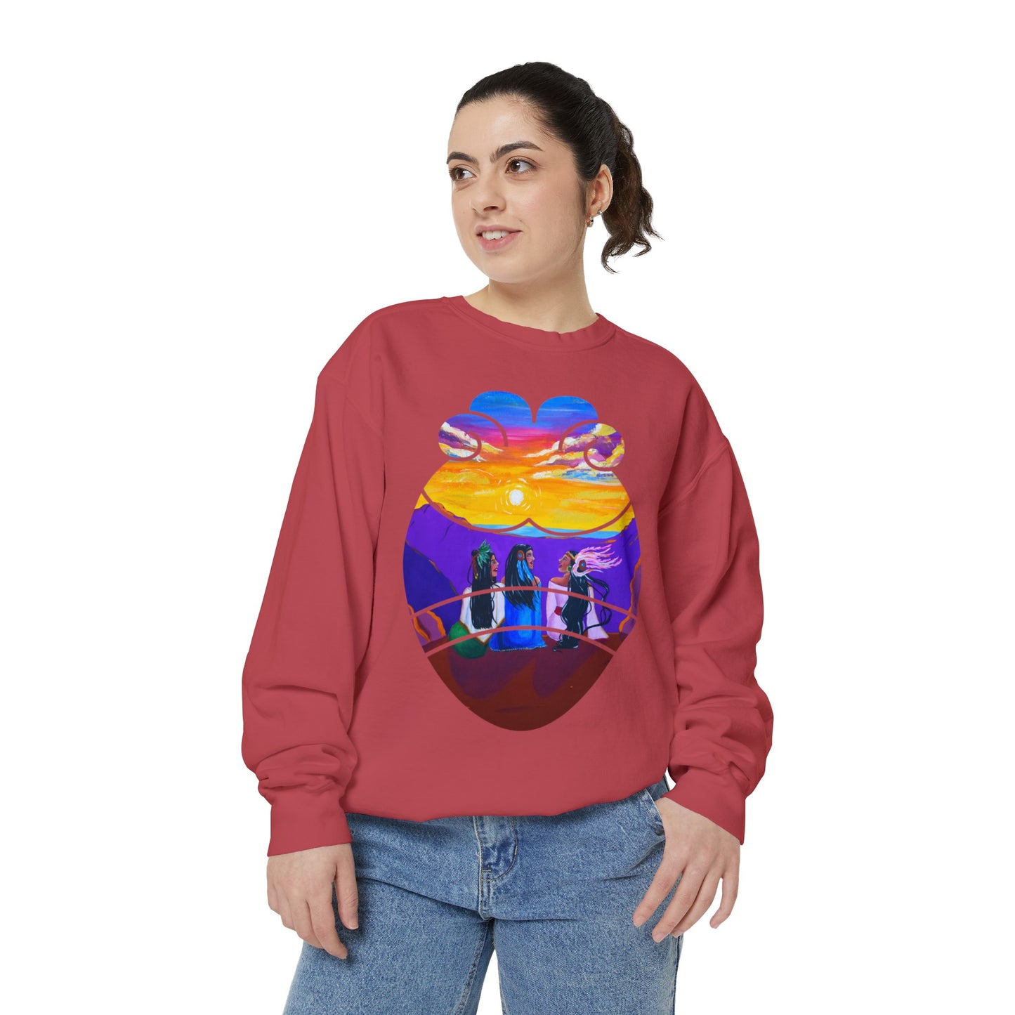 Amistad Sweatshirt| Friendship| Calpulli| Yollotl| Danza Azteca| Aztec dance Unisex Garment-Dyed Sweatshirt