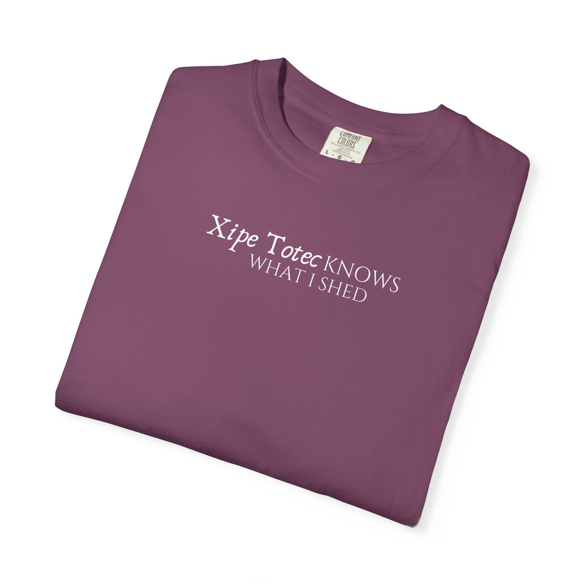 "Xipe Totec Knows What I Shed" Aztec Warrior Graphic T-Shirt — Vintage Mesoamerican Drum Design