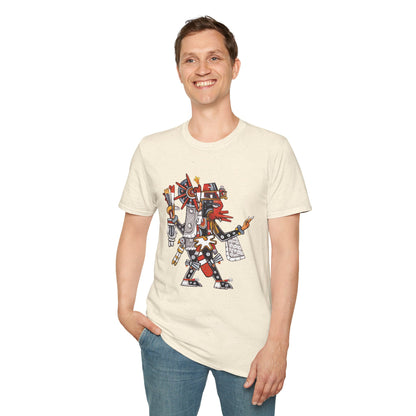 Camiseta suave de doble cara de los gemelos divinos QUETZALCOATL y XOLOTL | dirección este | danza azteca | danza azteca | ropa | ropa | camiseta