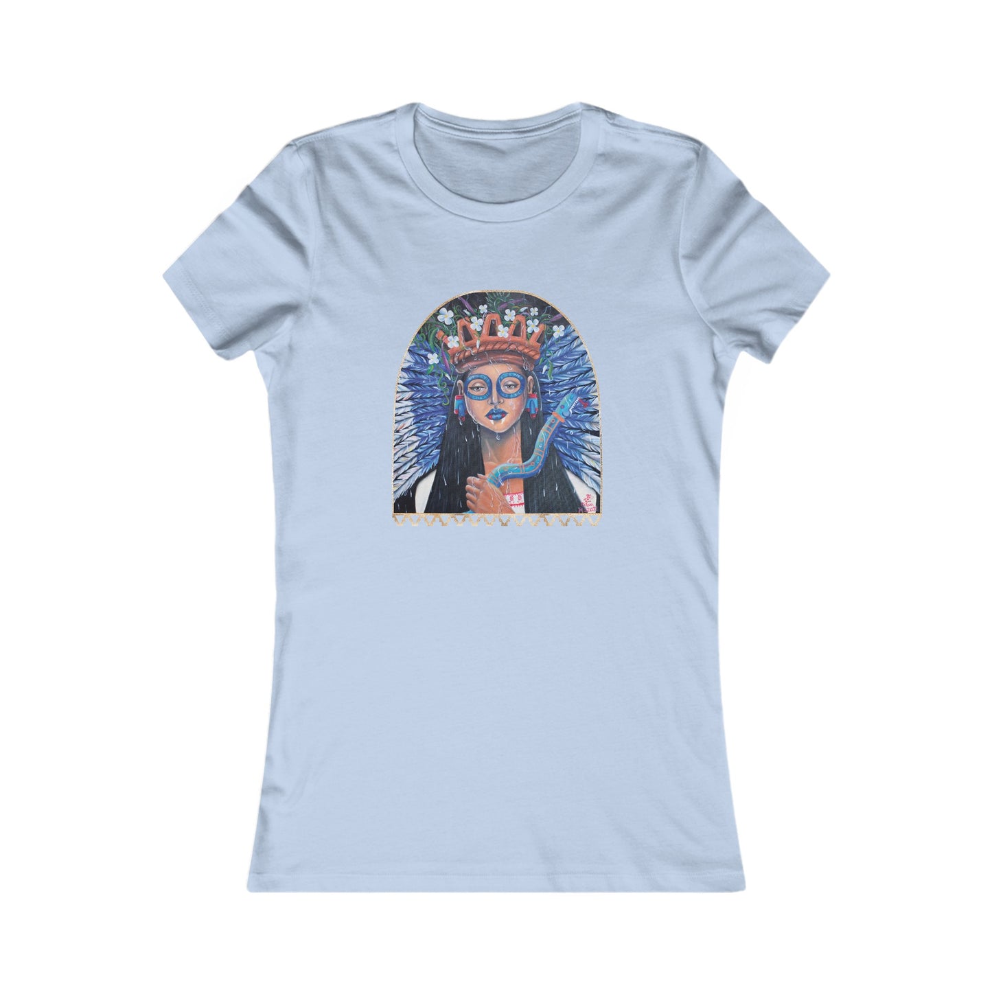 Camiseta favorita de mujer con arte de la lluvia de Tláloc | Camiseta de artista | Arte indígena | Arte azteca | Arte mexica