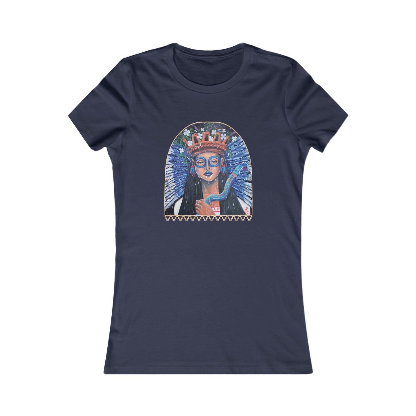 Camiseta favorita de mujer con arte de la lluvia de Tláloc | Camiseta de artista | Arte indígena | Arte azteca | Arte mexica