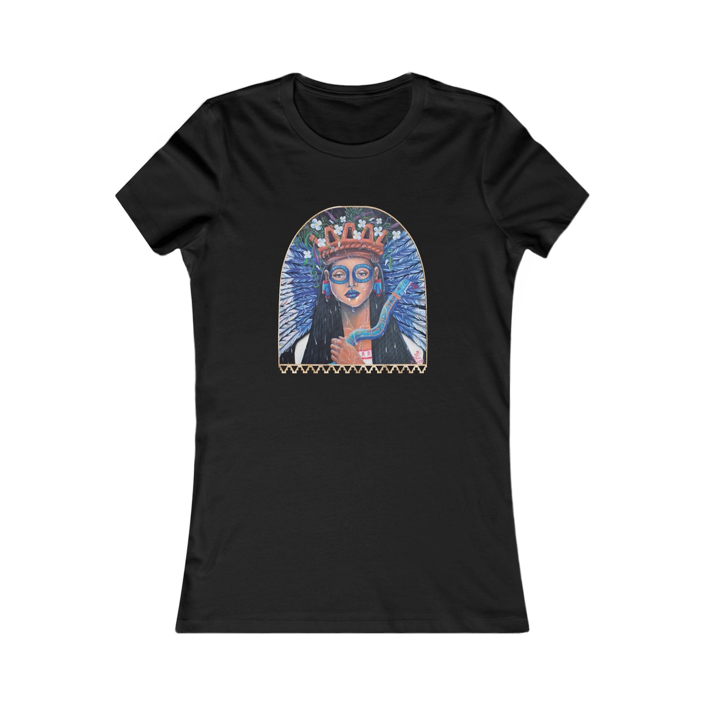 Camiseta favorita de mujer con arte de la lluvia de Tláloc | Camiseta de artista | Arte indígena | Arte azteca | Arte mexica