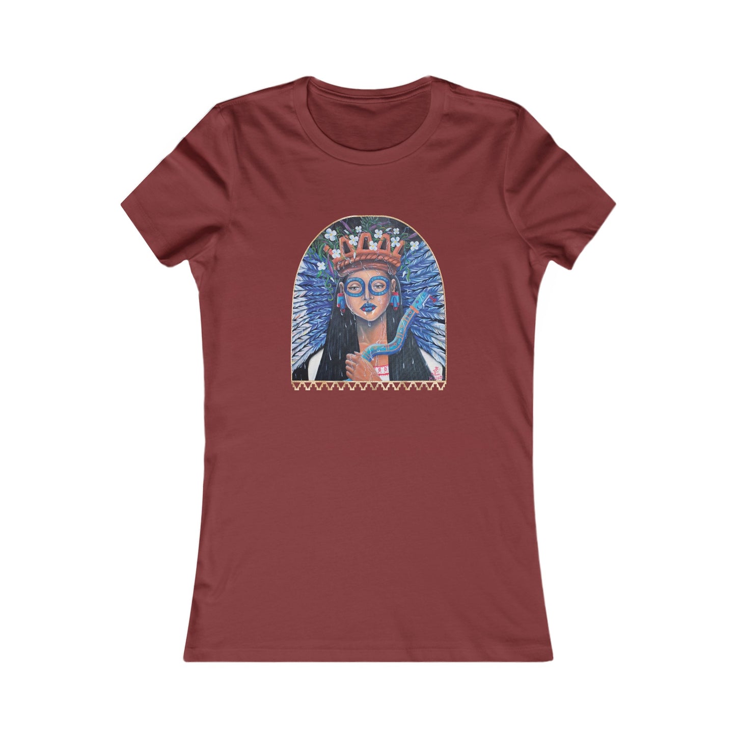 Camiseta favorita de mujer con arte de la lluvia de Tláloc | Camiseta de artista | Arte indígena | Arte azteca | Arte mexica