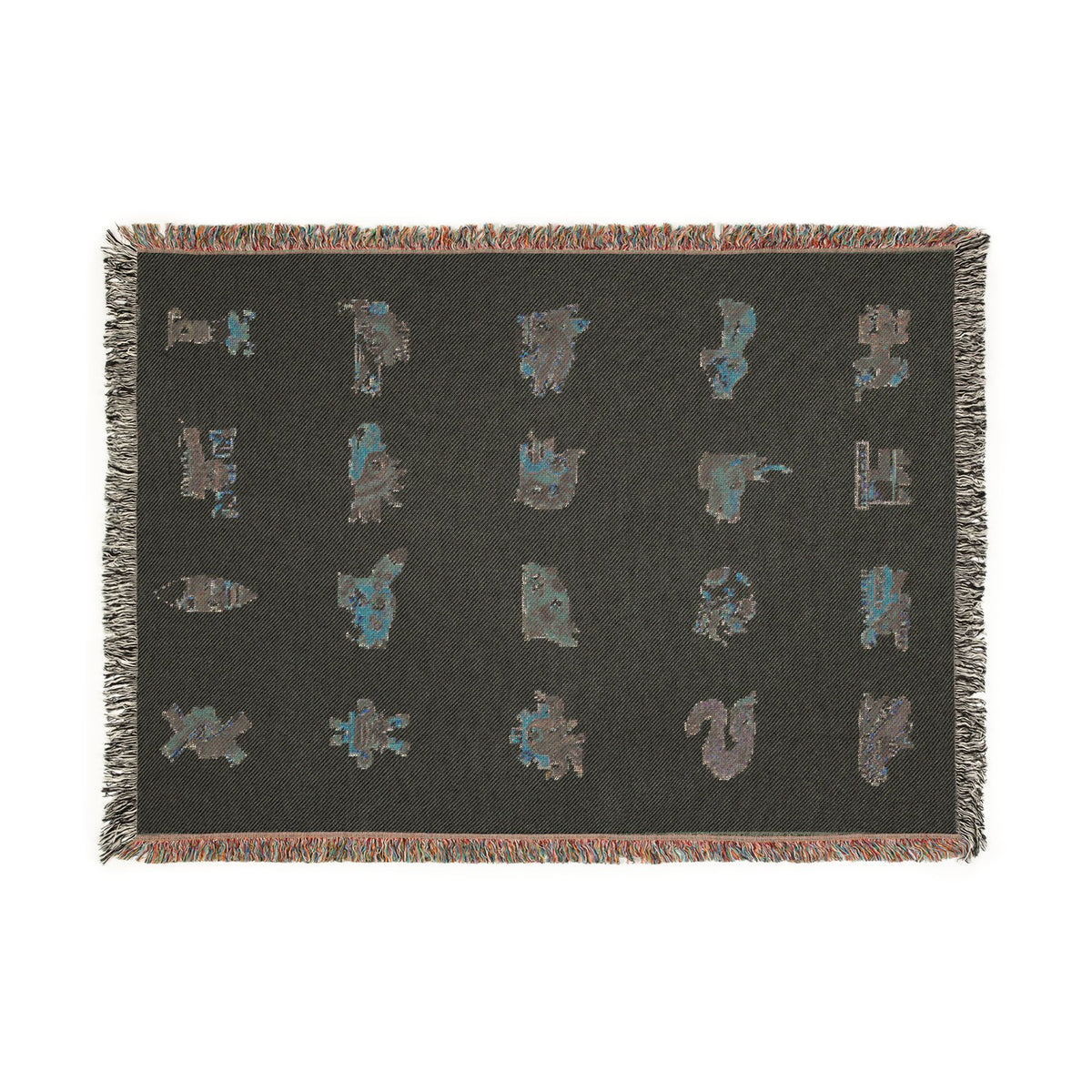 Woven Blanket with Tonales Aztec Calendar Day Signs|
