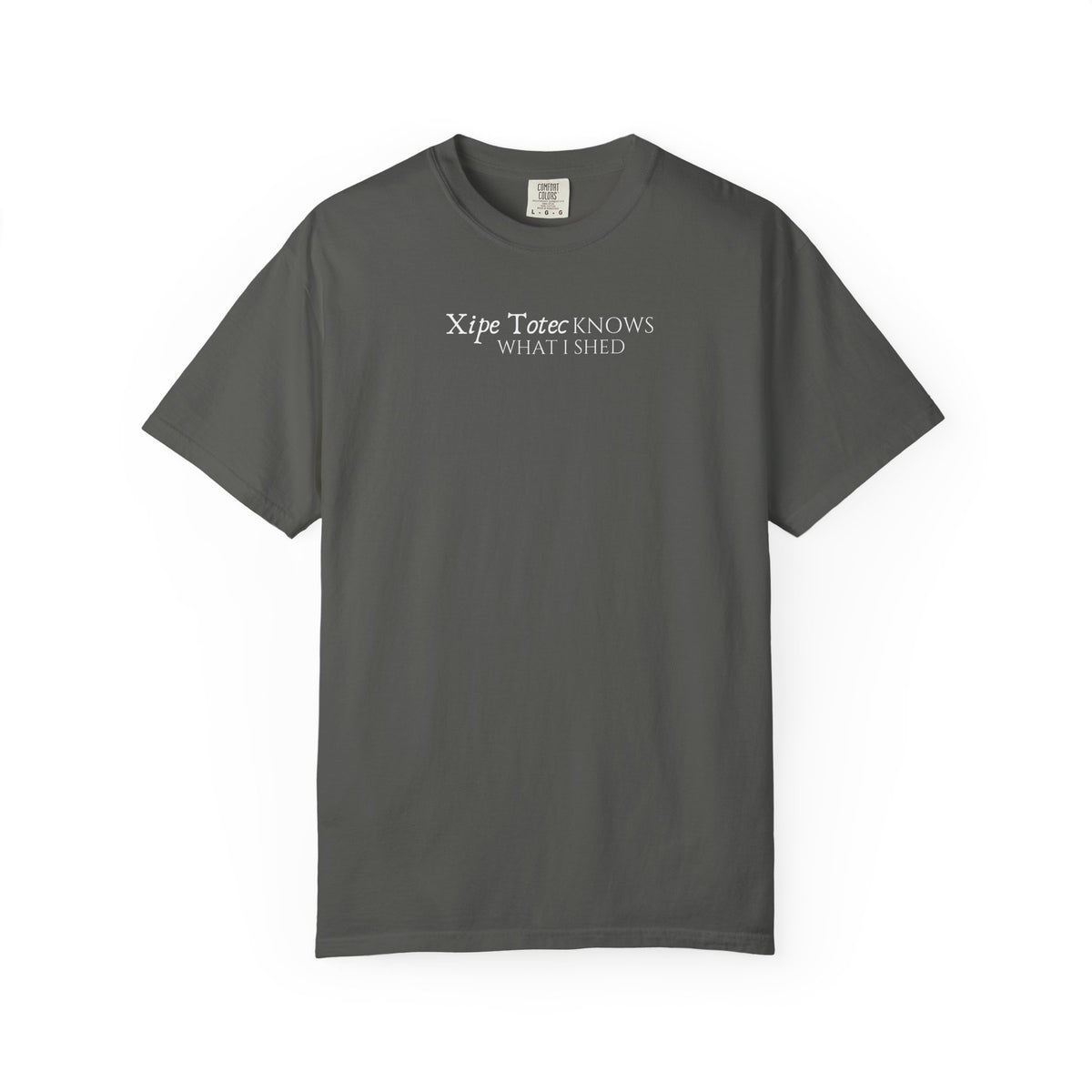 "Xipe Totec Knows What I Shed" Aztec Warrior Graphic T-Shirt — Vintage Mesoamerican Drum Design