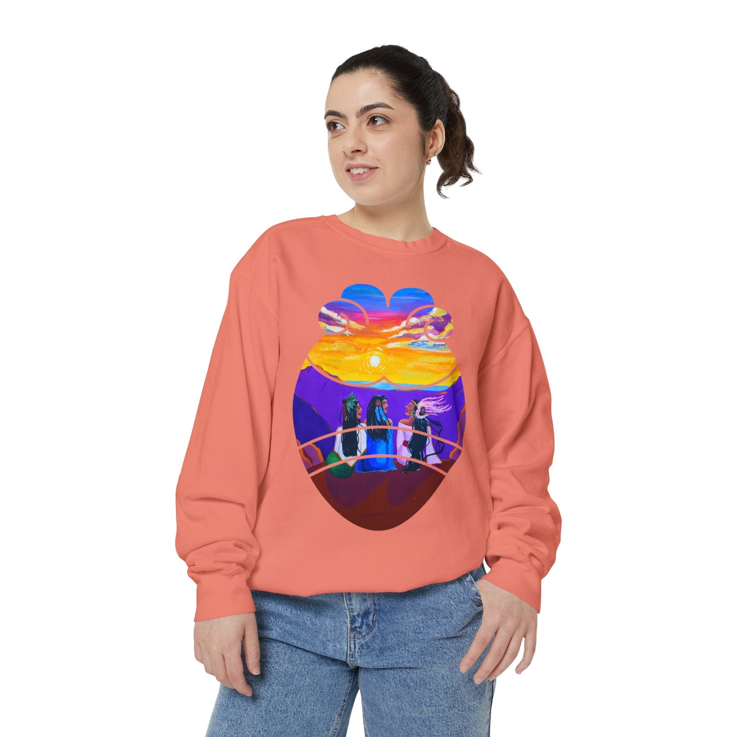 Amistad Sweatshirt| Friendship| Calpulli| Yollotl| Danza Azteca| Aztec dance Unisex Garment-Dyed Sweatshirt