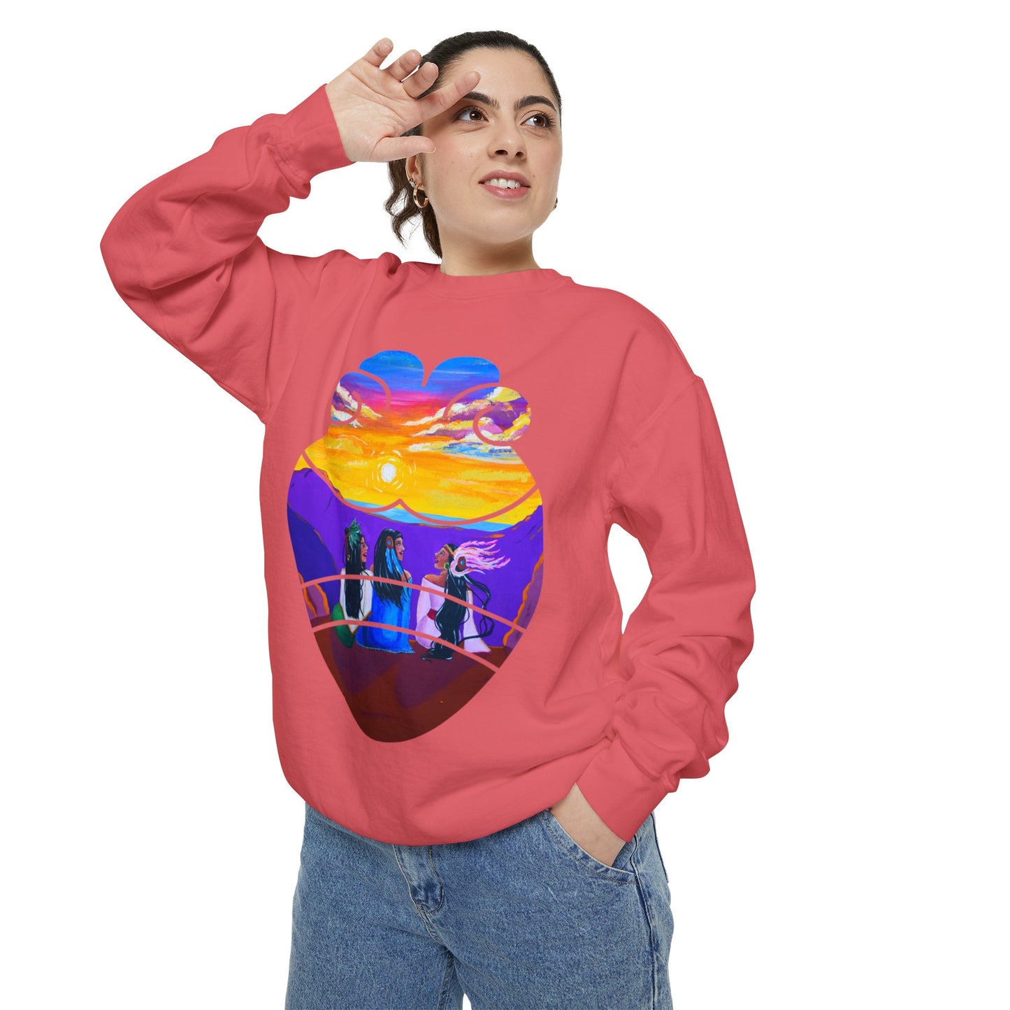 Amistad Sweatshirt| Friendship| Calpulli| Yollotl| Danza Azteca| Aztec dance Unisex Garment-Dyed Sweatshirt