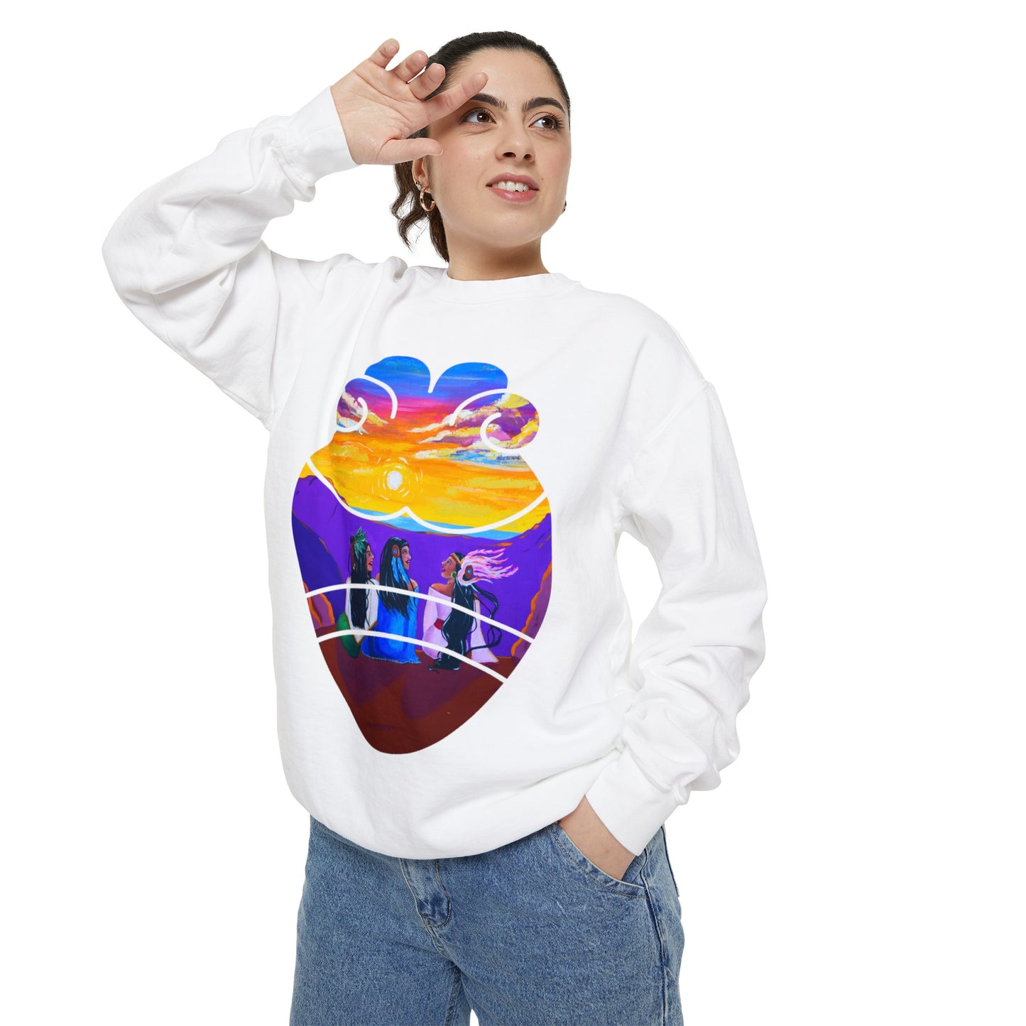 Amistad Sweatshirt| Friendship| Calpulli| Yollotl| Danza Azteca| Aztec dance Unisex Garment-Dyed Sweatshirt