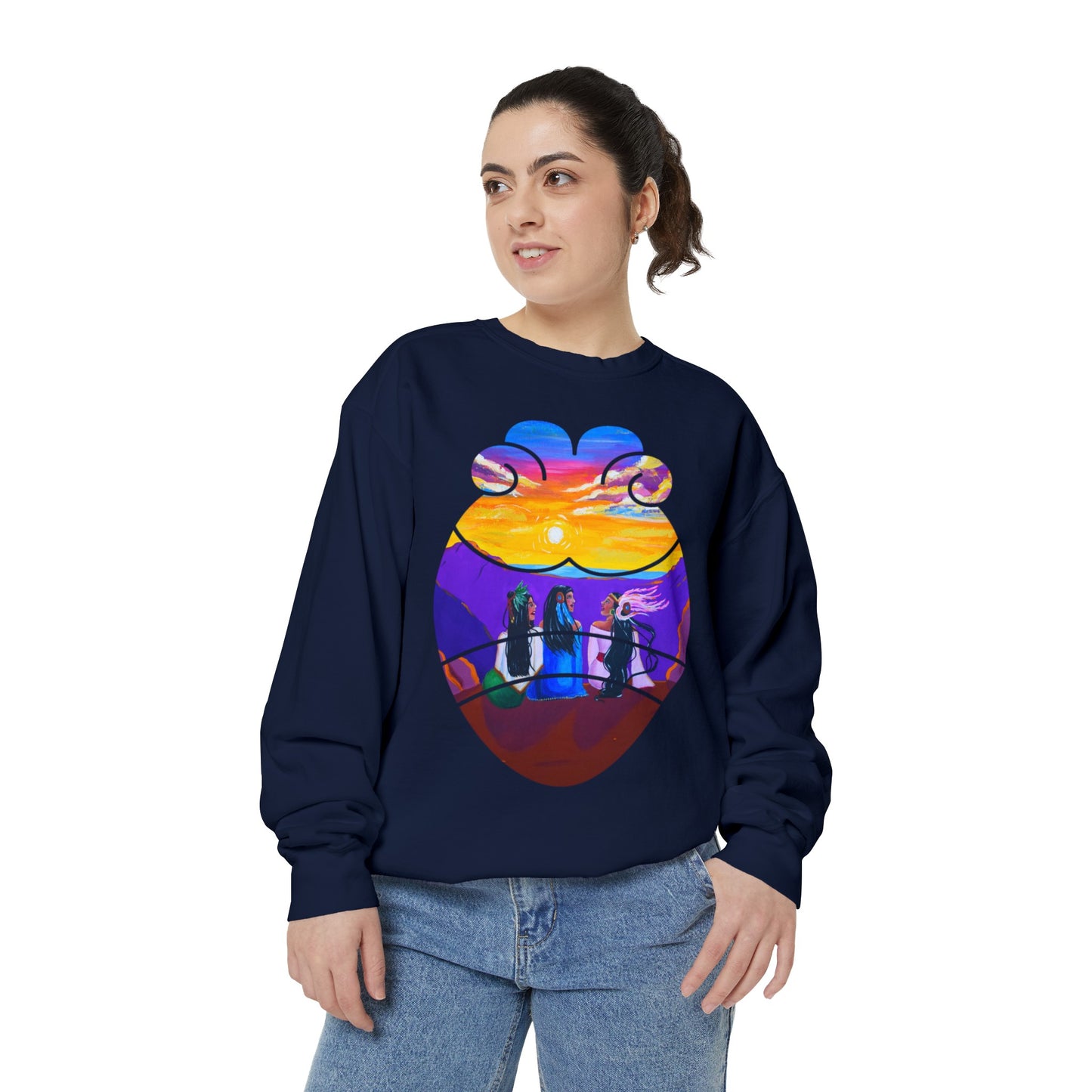 Amistad Sweatshirt| Friendship| Calpulli| Yollotl| Danza Azteca| Aztec dance Unisex Garment-Dyed Sweatshirt