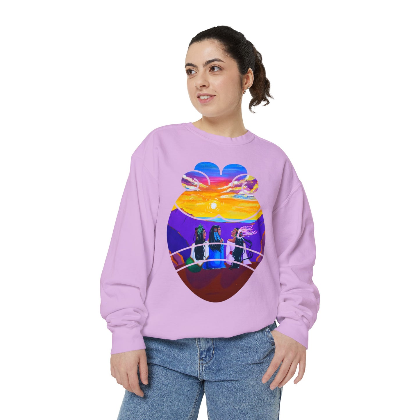 Amistad Sweatshirt| Friendship| Calpulli| Yollotl| Danza Azteca| Aztec dance Unisex Garment-Dyed Sweatshirt