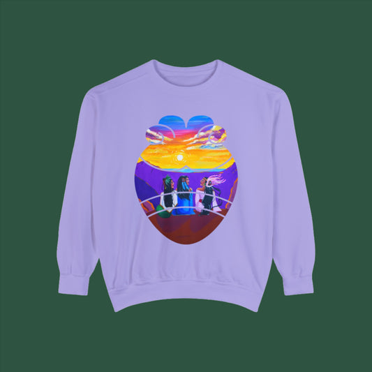 Amistad Sweatshirt| Friendship| Calpulli| Yollotl| Danza Azteca| Aztec dance Unisex Garment-Dyed Sweatshirt
