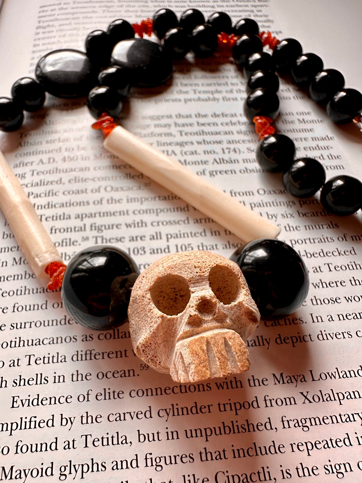 Mictlan jade and bone necklace