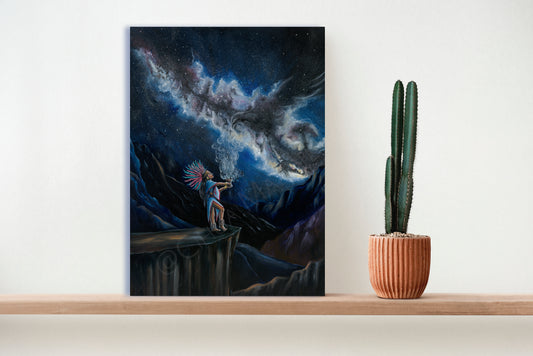 Impresión artística firmada de Ofrenda de EDICIÓN LIMITADA EN LIENZO | Sahumadora | Diosa Azteca | Arte Mexica | Arte Indígena | Danza Azteca | Arte de Altar | Danza Azteca